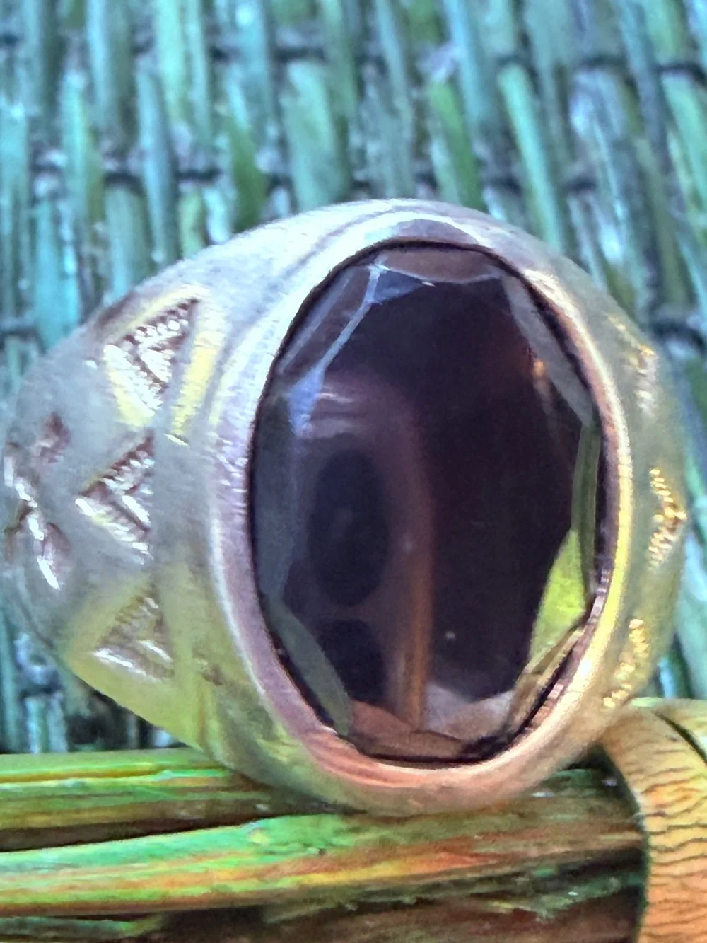 Vintage Sterling Silver Faceted Hematite Men's Southwestern Ring sz 8?